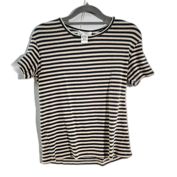 Geoffrey Beene Sport Striped Cotton Round Neck Short Sleeve Womens Medium - Picture 1 of 8